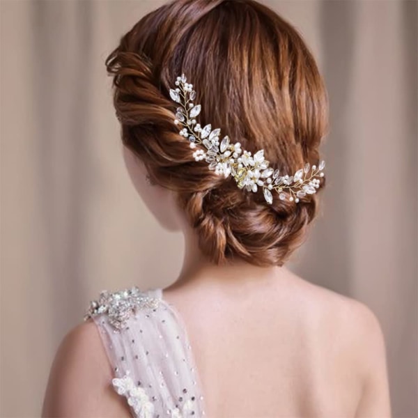 Bryllupshårtilbehør 1 hårkamperler dekorative hårnåler for bryllup kvinner jenter (gull)