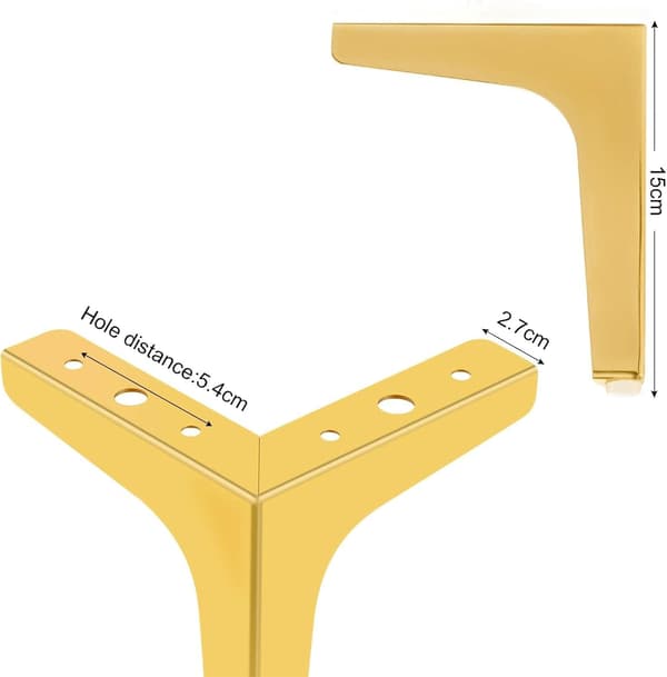 Möbelben, set med 4 moderna triangulära möbelben i metall 15 cm, möbelben för skåp, bänk, stol, fotstöd