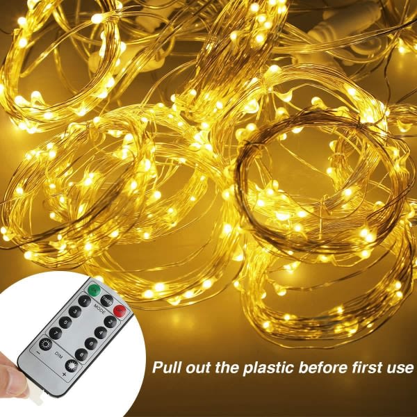 300 led Christmas curtain light, USB plug Remote control, warm Col