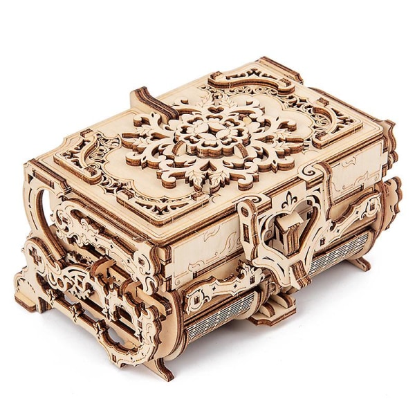 Træ mekanisk 3d antik æske Håndsamlet smykkeæske Puslespil Kreativ gave Træ Drive Model