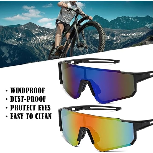 2 stk sykkelbriller, sportspolariserte solbriller, polariserte sykkelsolbriller for menn kvinner