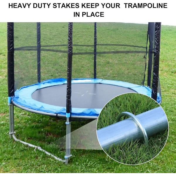 8 stk Trampoliner Vindstake Heavy Duty U-type Skarpe ender Sikkerhedsjordanker Galvaniseret stål til fodboldmål