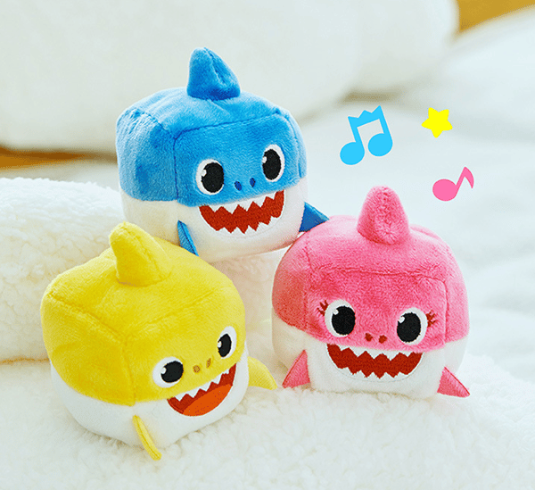 Baby Shark Nesting Dolls, Plyschkuber med Musik Blue