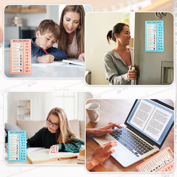 2 kpl Tarkistuslista, Päivittäinen aikataulu lapsille, Päivittäinen muistutuslista, 20 tyhjää paperia aikuisille, lapsille, toimistoon, kotiin (pinkki ja sininen)