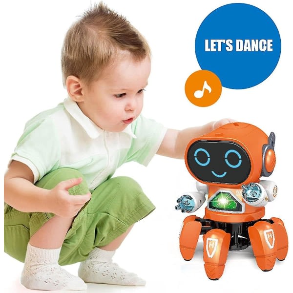 Sex Claws Musikalske babylekeroboter for gutter med musikk og LED-fargeblits Småbarnsdansende gåroboter for gutter, jenter, barn eller småbarn