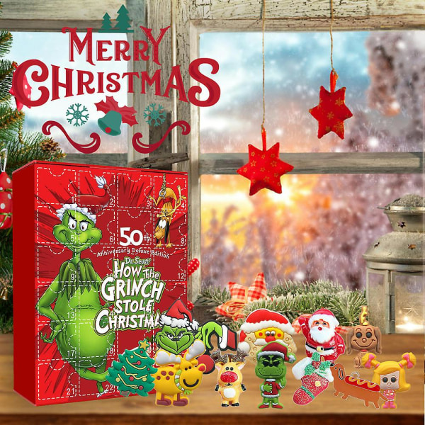 Grønnhåret Grinch-blindboks Grønn-håret Grinch-serie 24-rammers juletegneserieleke-overraskelsesblindboks