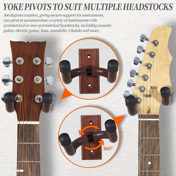 Väggmonterad gitarrhållare i massivt trä, robust display för akustiska elgitarrer 2 pcs