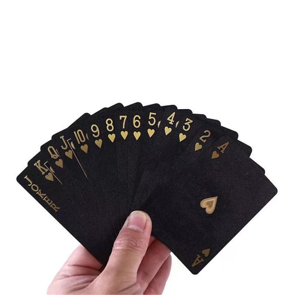 Svarta spelkort Utsökt design Vattentätt kort Guldfolie Fancy plast pokerdäck Restaurang Lämplig för familjefestspel