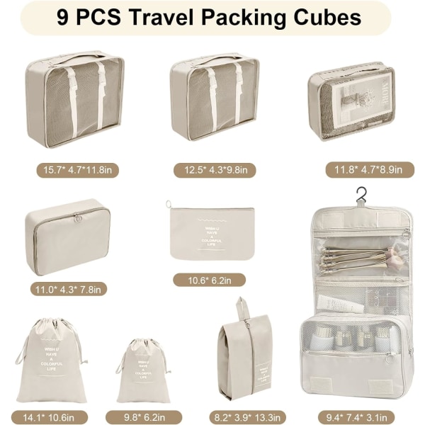 11 sæt kuffertpakketerninger Kufferter Bagageorganisator Rejseterninger Holdbar rejsepakkeorganisator med toilettaske
