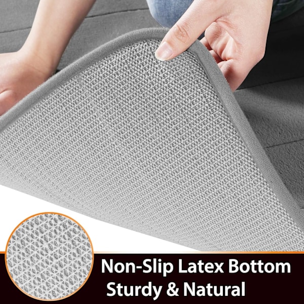 Memory Foam Bademåtte, 61 x 43 cm, behagelig, blød, superabsorberende, maskinvaskbar, skridsikker, tyk, nem at tørre, grå
