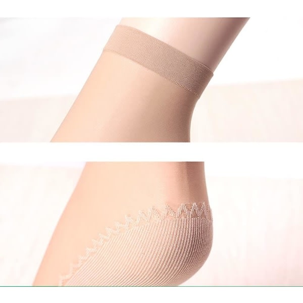 Naisten 6 paria silkkinen liukumaton puuvillapohja läpinäkyvä nilkka korkeat sukkahousut sukat vahvistetut Acsergery lahja
