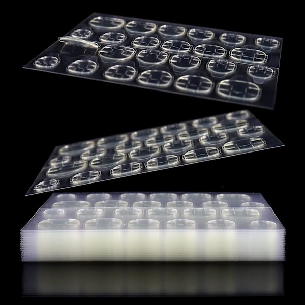 1200 stk. (50 ark) Klæbende faner Ultratynde Vandtætte Åndbare Dobbeltsidede Jelly Negleklistermærker Superklæbende Falske Negleklistermærker Transparent 1200 Count (Pack of 1)