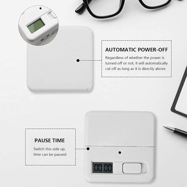 (15-20-30-60) Vit kubtimer, digital studietimer med LED-ljus