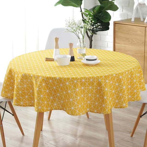 (Gul) 120 cm enkel nordisk stil dug rund dug velegnet til rund