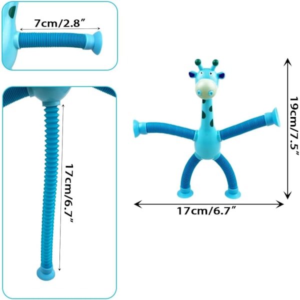 Anditoy 4-pack Giraff Sugkopps Pop Tubes Leksensoriska Leksaker för Barn Pojkar Flickor Småbarn Julstrumpor Fyllmedel Presenter