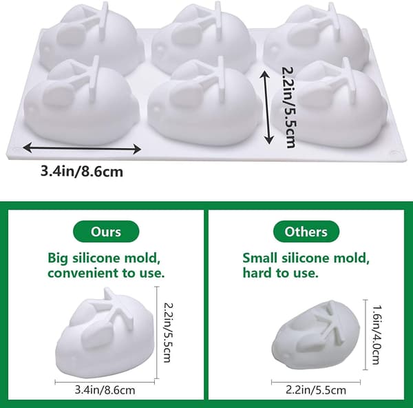 Silikone Kanin Bageform Genanvendelig Kage Chokolade Slikform Hvid