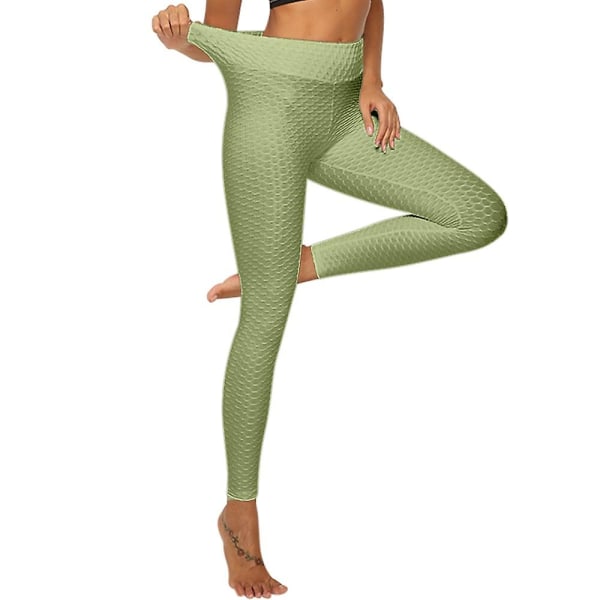 Kvinnors Leggingsit Yogabyxor med hög midja Tiktok Scrunch Butt Jacquard Ruched Booty Tights Mage Control Butt Lift Grå Vit Svart Lila Fitn Tummanvihreä Dark Green XL