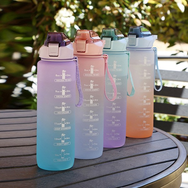 Sports 1000 ml vandflaske med sugerør til udendørs ture Pink