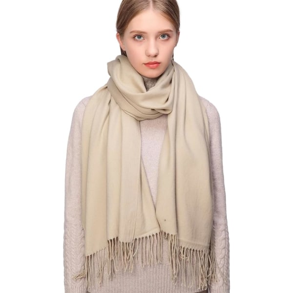 Dame Sjal Pashmina Sjal og Wraps for Kvinners Bryllup Sjal Vinter(Beige)