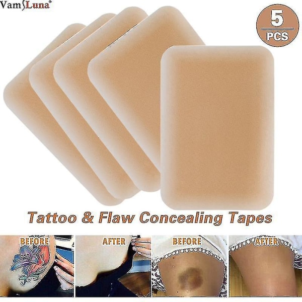5-pak åndbar tatoveringsfejl-skjulningstape, ar Flaw Cover Up Tape-klistermærker, tatoveringsbetræk og hudskjolde-dækningstape