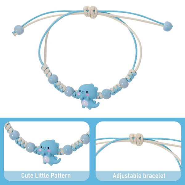 4 unike dinosaur-matchende armbånd i fargerike lykkearmbånd flettet armbånd lykkeønskearmbånd gave til kvinner jenter