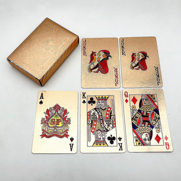 1 kortstokk Gullfolie Plast Pokerkort Vanntette spillekort Klassisk hjemmebrettspill 54 kort L729 Pop