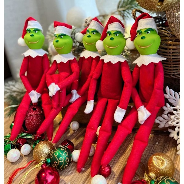 Jultomteplyschdocka leksaker Nyhet Jul Monsterdocka Tomte för skrivbord och heminredning (röd)