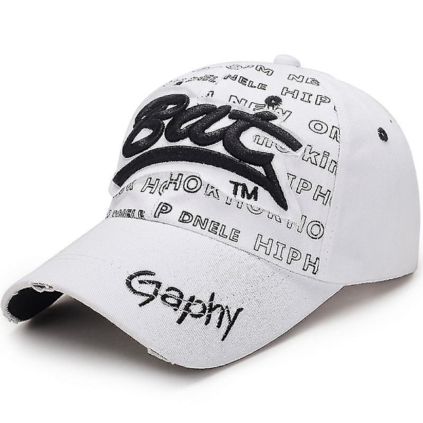 Miesten Bat Gaphy Strapback Baseball -lippis Snapback Säädettävä Aurinkohattu Hip Hop -lippikset, Valkoinen