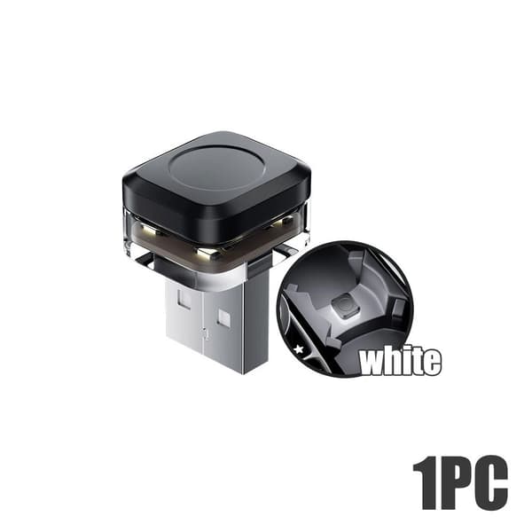 1 x USB Mini LED-lys Bilinteriørtilbehør Neon Ambient Lyspære White