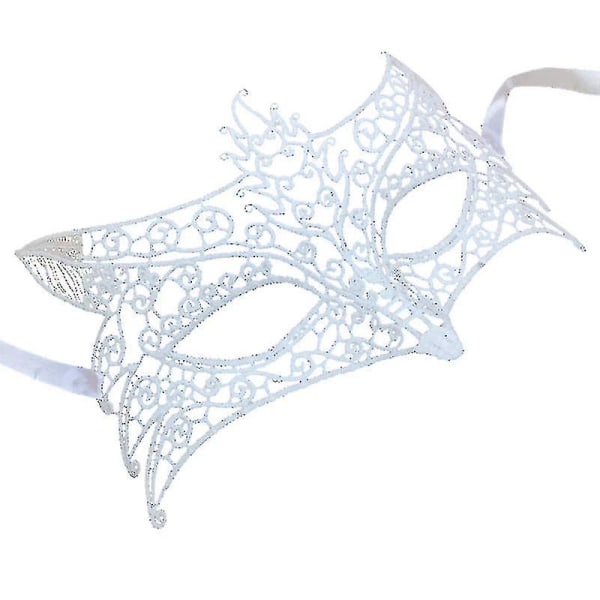 Spetsmask Venetian Masquerade Esk Mardi Gras Mask Fox Spetsmask För Kostym Porm Ball Utan Band ()