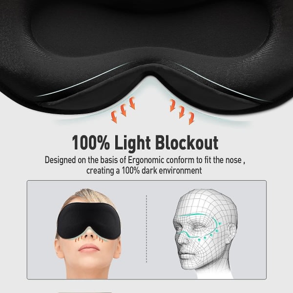 2021 opgraderet sovemaske, perfekt sovemaske til sideburnere, 3D ultrablødt hudvenligt øje