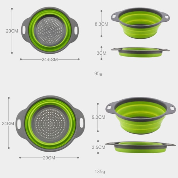 Sammenfoldelig si Frugt-grøntsagsvaskekurv Dørslag Opvaskemaskine Silikone Dørslag Sammenklappelig aftapning Køkken Opbevaringsværktøj