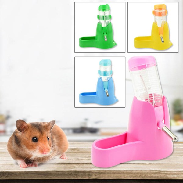 Hamster Vattenflaska Smådjur Tillbehör Automatisk matningsnål Pink With kettle
