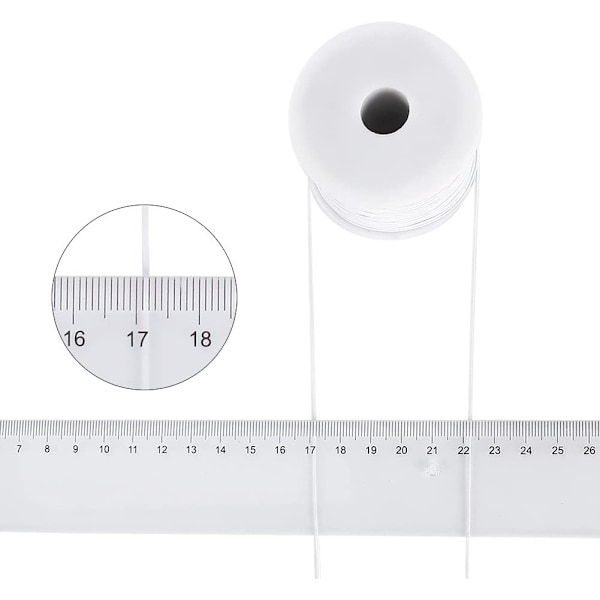 Hvid nylonbelagt elastisk tråd - Rulle med 50 meter, 0,6 mm hvid White White