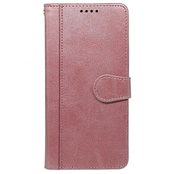 Kompatibel med Nothing Phone (3a) Etui Kalvetekstur Læder Stand Bogstil Telefon Etui - Rød-Perfekt Rose Gold