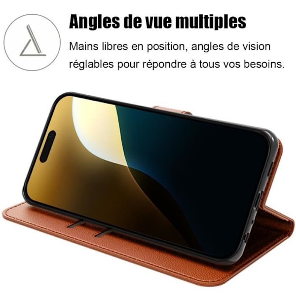 iPhone 16 Pro Max -kotelo, Lompakko Kotelo Iskun- ja naarmuuntumaton PU-nahka Ruskea