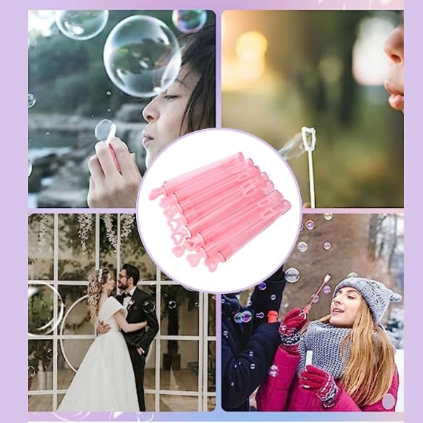 50 stk mini boblestave til børn hjerteformede pink gennemsigtige boblestave Festgaver til spil belønninger bryllup