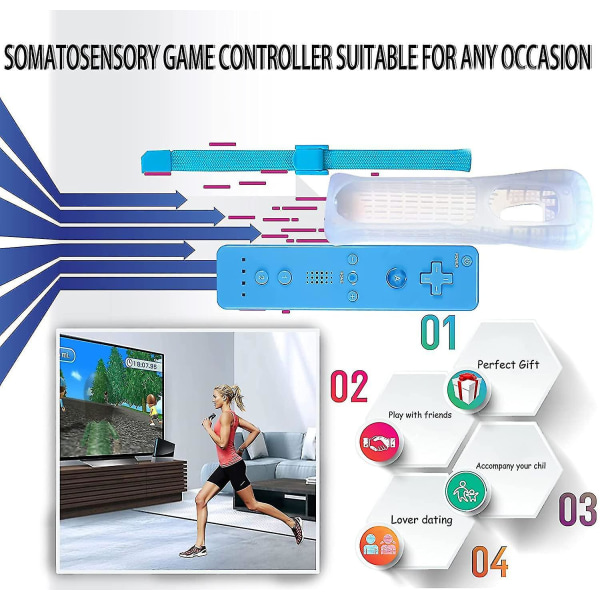 2-pack klassisk fjernkontroll kompatibel for Wii Wii U-konsoll, gamepad med myk silikonfodral
