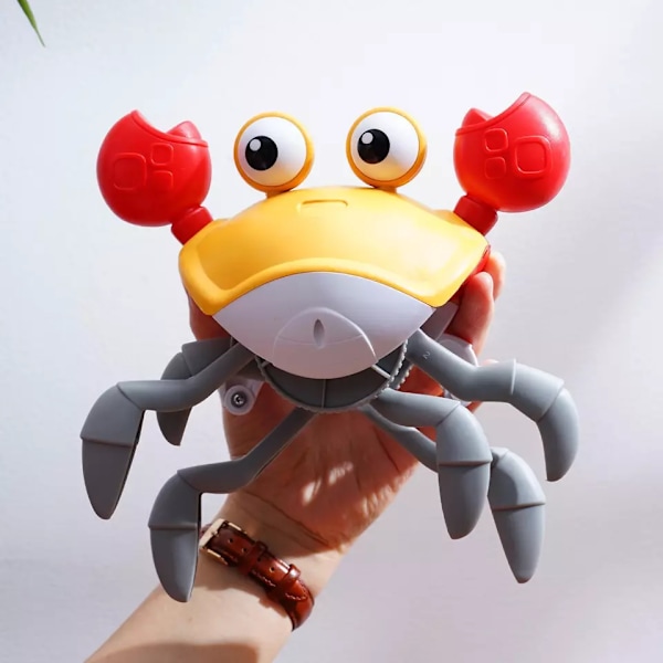 Baby Crawling Crab Musikleksak, Toddler Elektronisk Ljusupplyst Krypande Leksak med Automatisk (Blå/Orange) orange