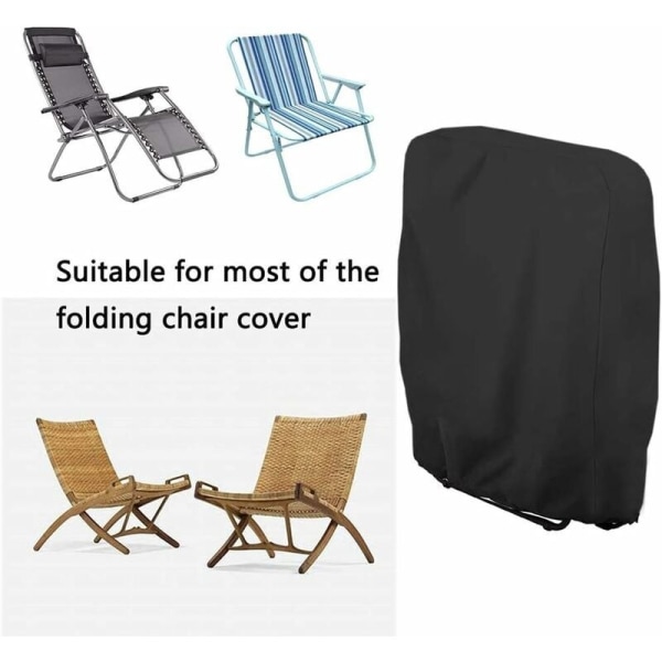Kokoontaitettava tuolinpäällinen cover puutarhakalusteiden cover 210D Oxford kangas vedenpitävä 71 x 110 x 34cm (musta)