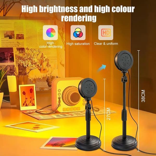 Sunset Lamp Projector 360 Rotatable 16 Colors USB LED with Remote Control Extendable