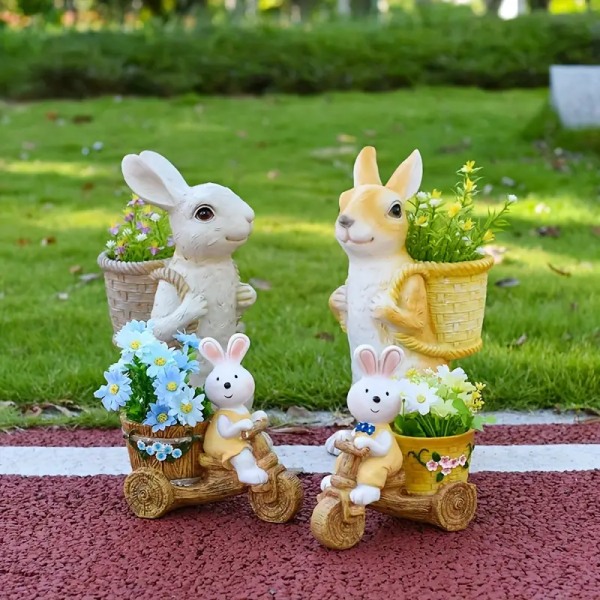 1 stk 3D påskehare statue, simulering kanin dyr udendørs haveharpiks håndværk, kunst ornamenter