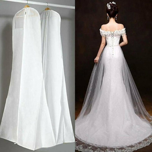1 stk Åndbar Garment Cover til Brudekjole - Hvid - 180 Cm