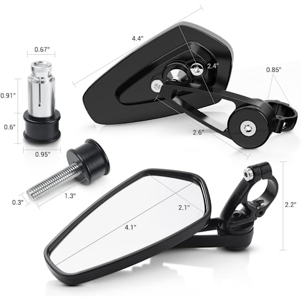 Motorcykelspegel (2-pack), Universal 7/8 tum ihålig styrstång M