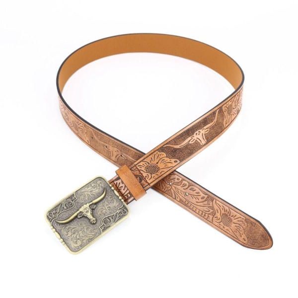 Western Cowboy Belt Buckle Belt for Men 110CM