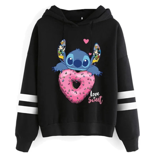 Y2k Cartoon Lilo og Stitch Morsomme hettegensere Kvinner Harajuku Søt Stitch Anime Genser Manga Streetwear Hoody Kvinne Barn black936 black936 S