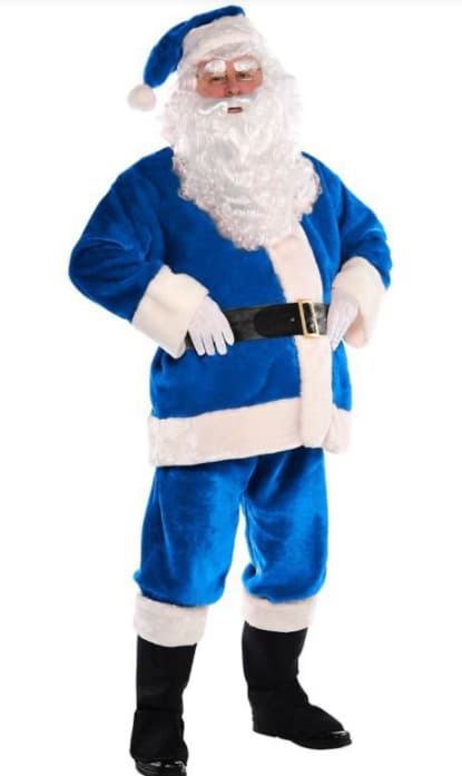 Julemandskostume-sæt - 7-delt festligt outfit til sceneoptræden Blue 10-piece set S