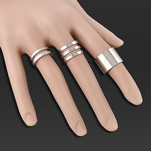 3 stk./sæt Mode Åbne Ringe Midi Finger Knuckle Stack Ringe Charms Julegave Silver