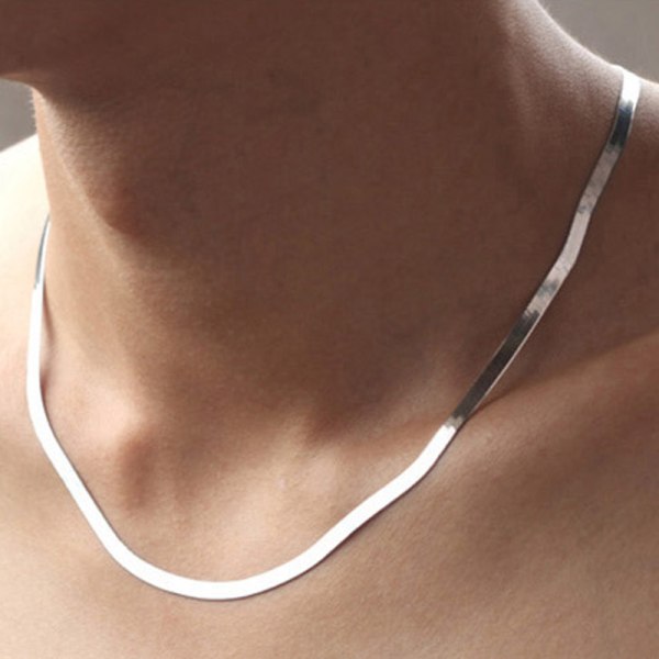 Sølvkjede 4MM slangekjede for menn og kvinner par i sterlingsølv smykker bladkjede