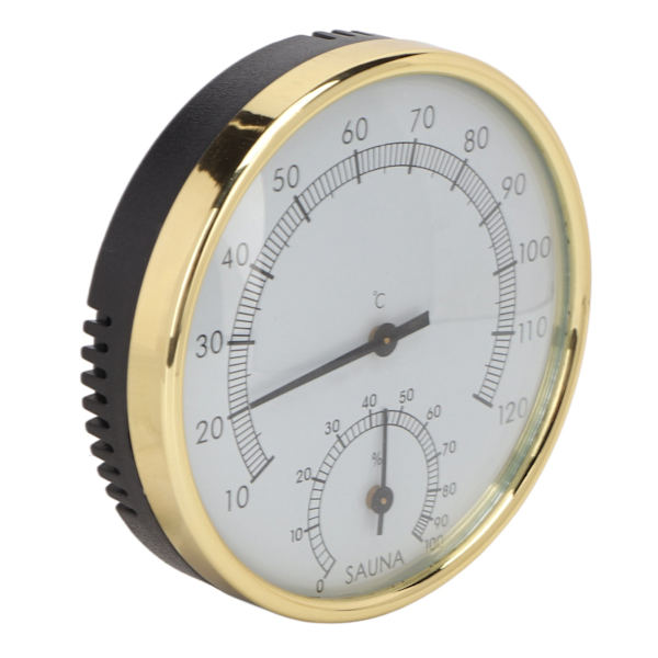 Bastu Termometer Väggmonterad Tydlig Skala Fysisk Induktion Rostfritt Stål Hygrometer_xx